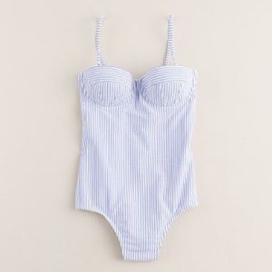 J Crew Seersucker Convertible One Piece Swimsuit